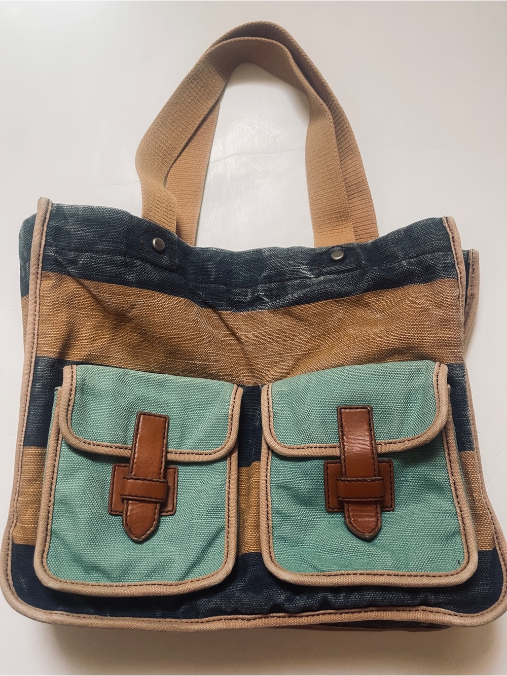 Fossil Vintage Canvas Two-Pocket Tote Bag